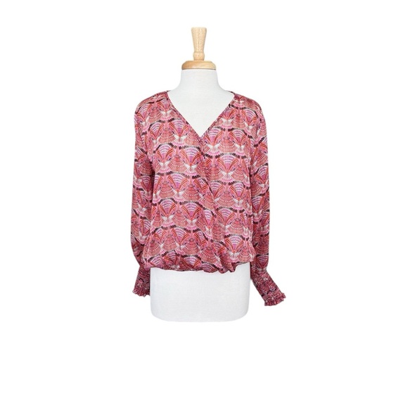 Ariella Lory Pink and Red Long Sleeve Relaxed Blouse Size Medium - Picture 6 of 6